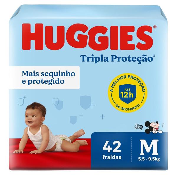 Fralda Huggies Tripla Proteção Tamanho M Pacote Mega 42 Fraldas Descartáveis Fralda Huggies Tripla Proteção Tamanho M Pacote Mega 42 Fraldas Descartáveis