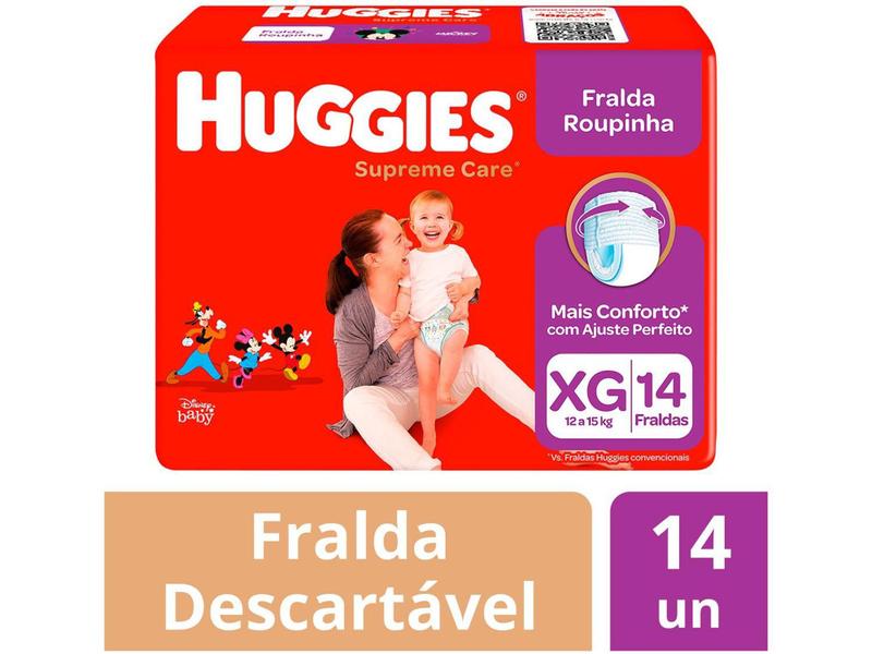 Imagem de Fralda Huggies Turma da Mônica Supreme Care - Roupinha Tam. XG 12 a 15kg 14 Unidades