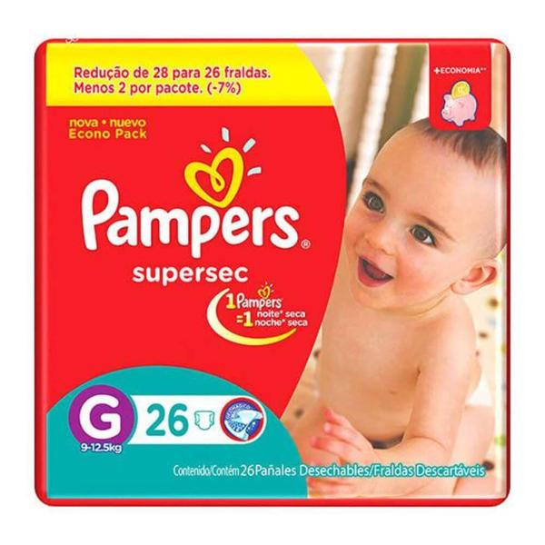 Imagem de Fralda Infantil G Pampers Supersec Pacotão Com 26