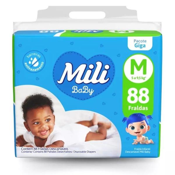 Imagem de Fralda Infantil Mili Baby M com 88 unidades