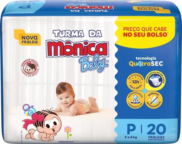 Imagem de Fralda infantil Turma da Monica Baby Jumbinho P c/ 20