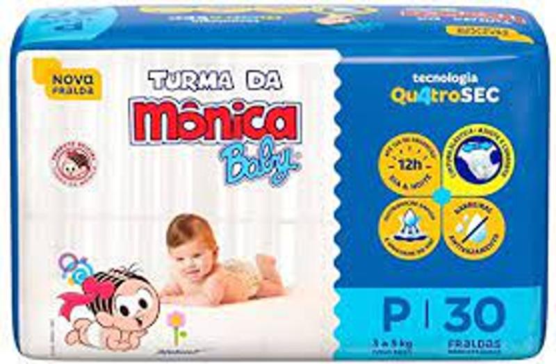 Imagem de Fralda Infantil Turma da Monica Jumbo P com 30 unidades