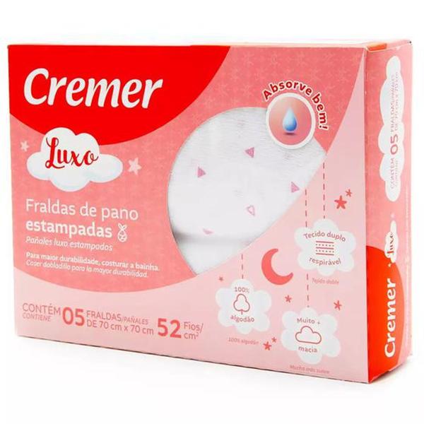 Imagem de Fralda Luxo Estampada Feminina com 05 unidades Cremer