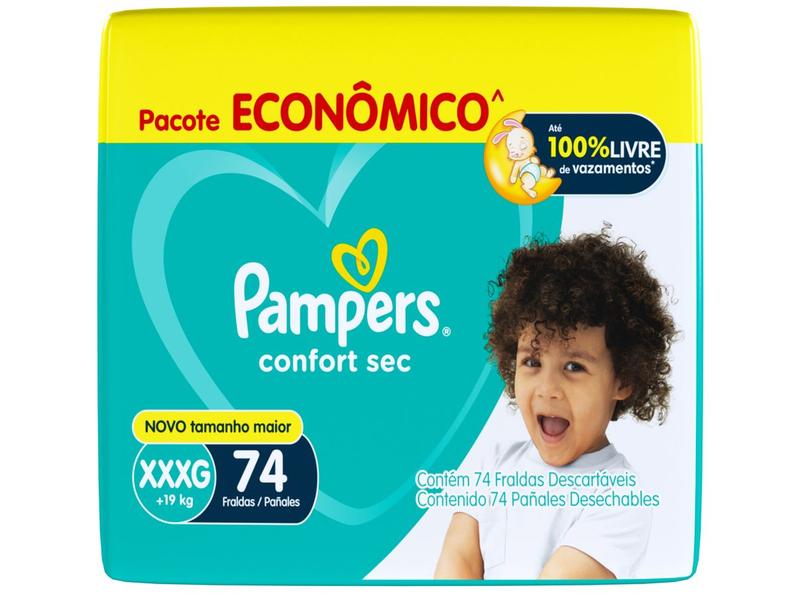 Imagem de Fralda Pampers Confort Sec Noturna XXXG 19kg 74 Unidades