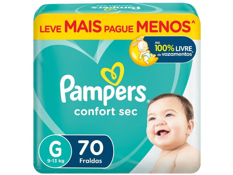 Fralda Pampers Confort Sec Tam. G 9 a 13kg 70 Unidades