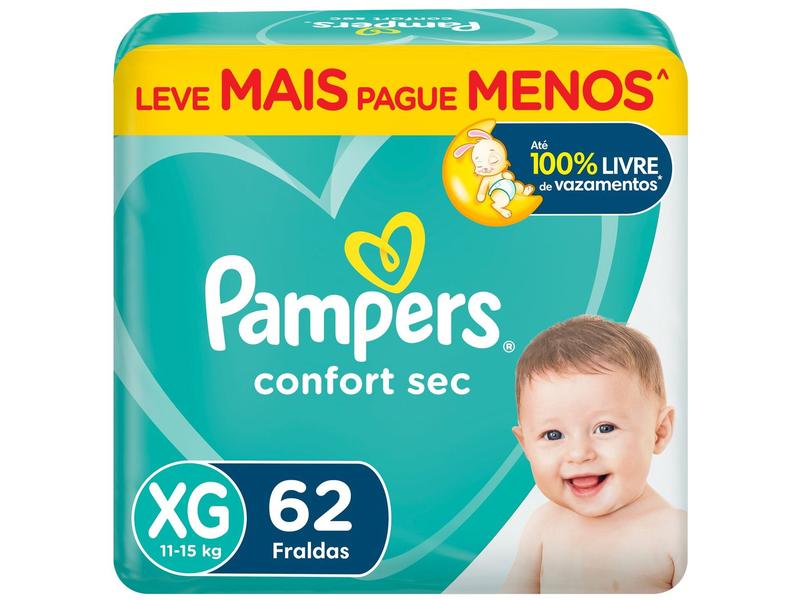 Fralda Pampers Confort Sec Tam. XG 11 a 15kg - 62 Unidades