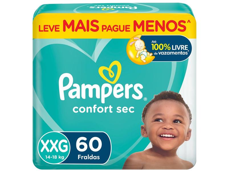 Fralda Pampers Confort Sec Tam. XXG +14kg - 60 Unidades Fralda Pampers Confort Sec Tam. XXG +14kg - 60 Unidades