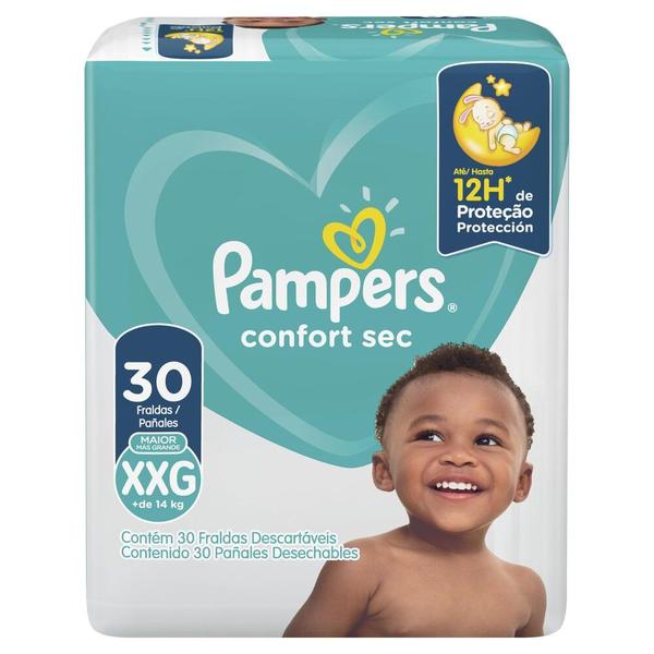 Imagem de Fralda Pampers Confort Sec Tamanho XXG Pacote Mega com 30 Fraldas Descartáveis