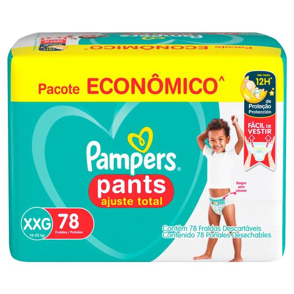 Imagem de Fralda Pampers Pants Ajuste Total Tamanho XXG com 78 Unidades Descartáveis