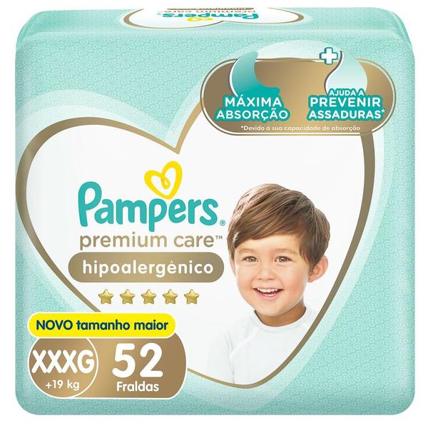 Imagem de Fralda Pampers Premium Care Jumbo Tamanho XXXG 52 Unidades Descartáveis