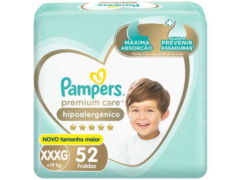 Fralda Pampers Premium Care Jumbo XXXG 19kg 52 Unidades Fralda Pampers Premium Care Jumbo XXXG 19kg 52 Unidades
