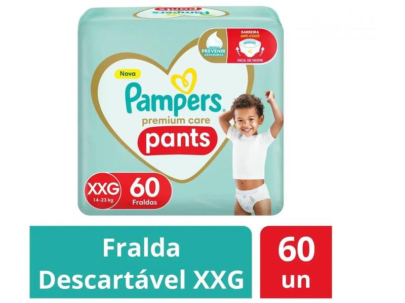 Fralda Pampers Premium Care Pants Calça XXG Fralda