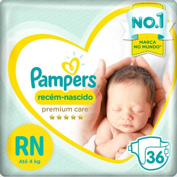 Imagem de Fralda Pampers Premium Care Recém Nascido com 36 unidades - Até 4 Kg