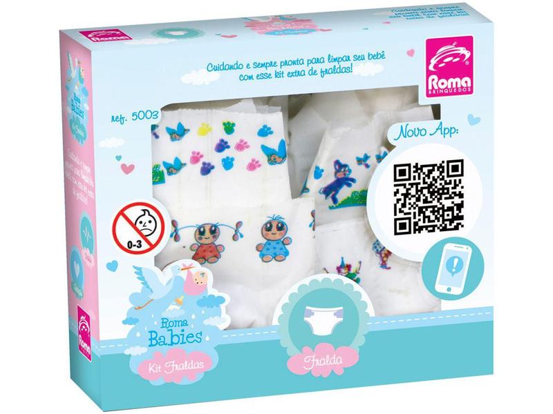 Imagem de Fralda para Boneca Babies 4 Unidades - Roma Brinquedos