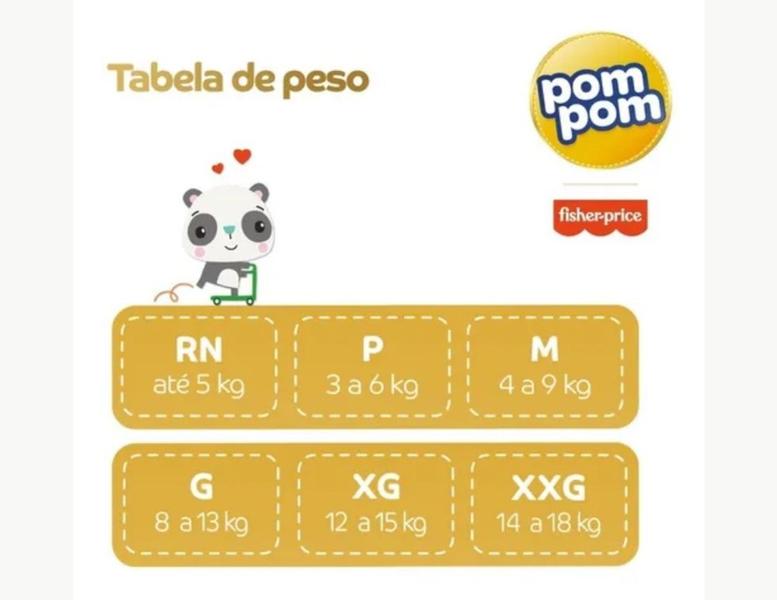 Imagem de Fralda Pom pom Derma Protek Hiper Fisher Price Tamanho G Kit 4 Pacotes