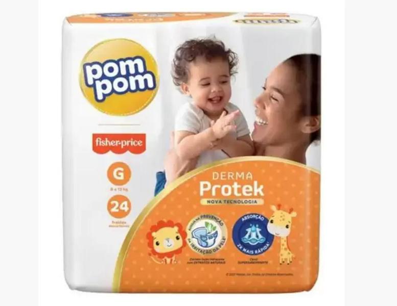 Fralda Pom pom Derma Protek Jumbo 1 Pacote Tamanho G - 8 a 12 kg Imagem de Fralda Pom pom Derma Protek Jumbo 1 Pacote Tamanho G - 8 a 12 kg