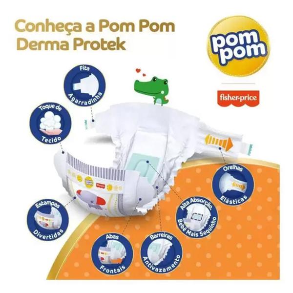 Fralda Pom pom Derma Protek Jumbo 1 Pacote Tamanho XXG - 9 á 14 kg Imagem de Fralda Pom pom Derma Protek Jumbo 1 Pacote Tamanho XXG - 9 á 14 kg