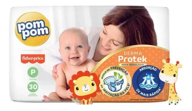 Imagem de Fralda Pom pom Derma Protek Jumbo 3 Pacotes Tamanho P - 3 a 6 kg