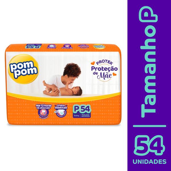 Imagem de Fralda Pom Pom Derma Protek Mega P com 54un