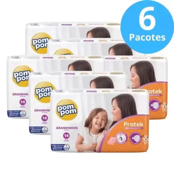 Imagem de Fralda Pom Pom Protek Grandinhos 6 Pacotes de 15 a 24kg - Pom Pom Grandinhos