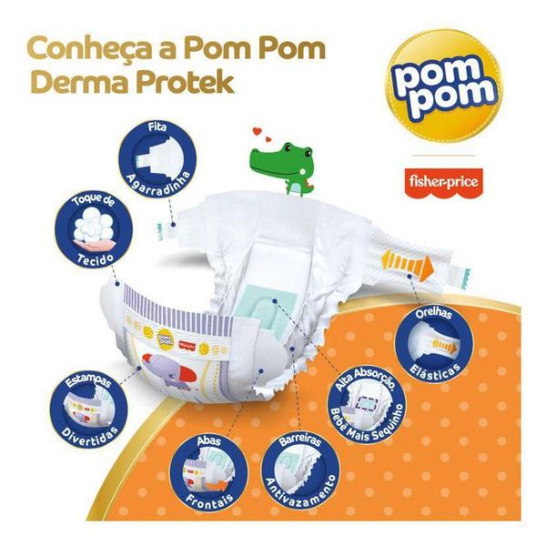 Imagem de Fralda Pompom Derma Protek Fisher-Price - Tam P (3 a 6kg) - 30 fraldas