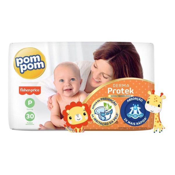 Imagem de Fralda Pompom Derma Protek Fisher-Price - Tam P (3 a 6kg) - 30 fraldas