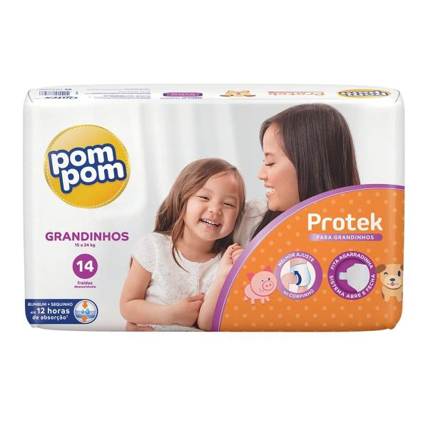 Imagem de Fralda Pompom Protek Para Grandinhos 15 A 24kg 14 Unidades Pompom