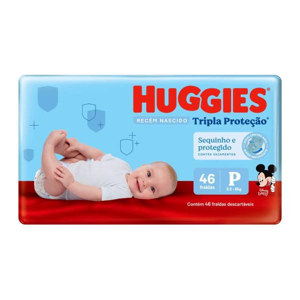 Imagem de Fralda Récem Nascido Tamanho P Huggies Tripla Proteção 46 Unidades Huggies