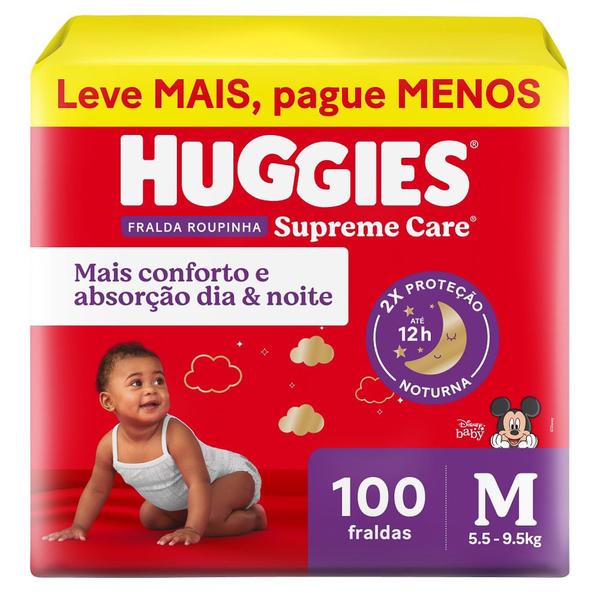 Imagem de Fralda Roupinha Huggies Supreme Care Tamanho M 100 Unidades Descartáveis