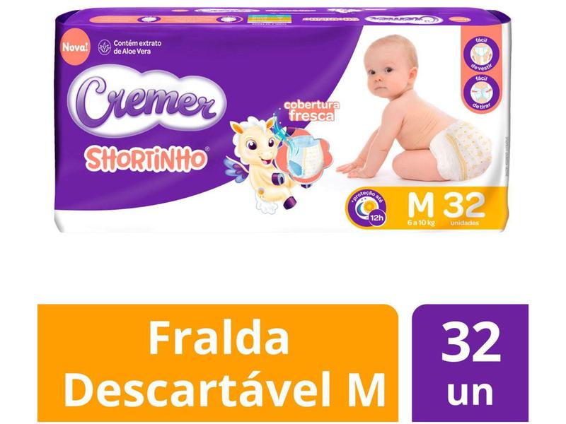 Imagem de Fralda Shortinho Cremer Tam. M 6 a 10kg - 32 Unidades