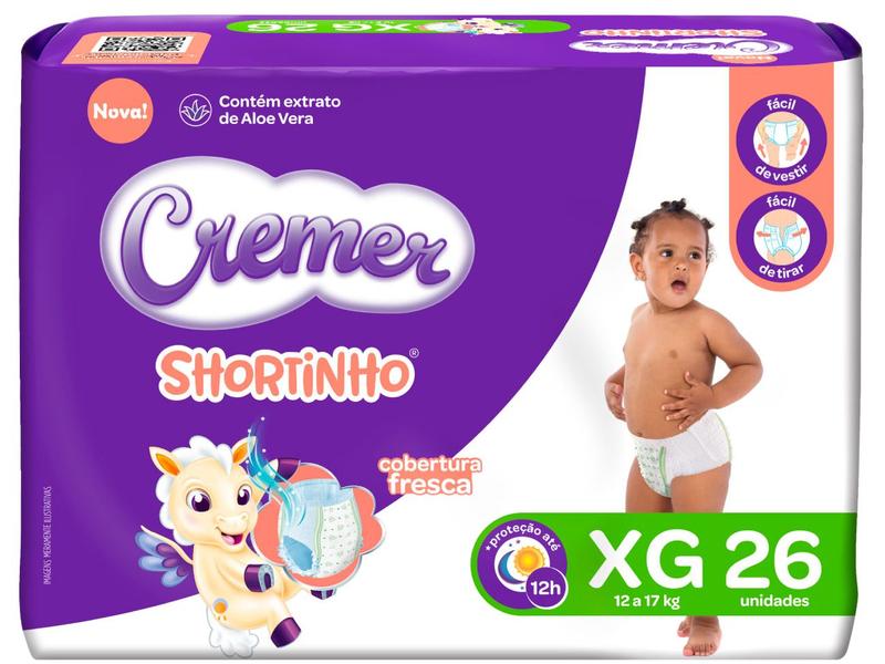 Fralda Shortinho Cremer Tam. XG 12 a 17kg - 26 Unidades Fralda Shortinho Cremer Tam. XG 12 a 17kg - 26 Unidades