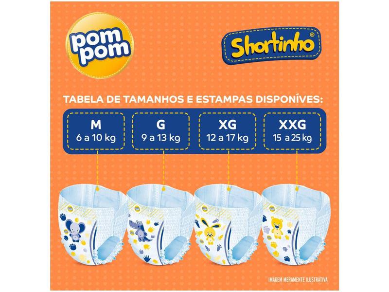 Imagem de Fralda Shortinho Pom Pom Tam. M 6 a 10kg - 34 Unidades