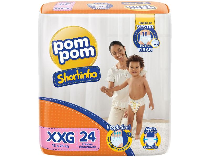 Fralda Shortinho Pom Pom Tam. XXG - 15 a 25kg 24 Unidades Fralda Shortinho Pom Pom Tam. XXG - 15 a 25kg 24 Unidades