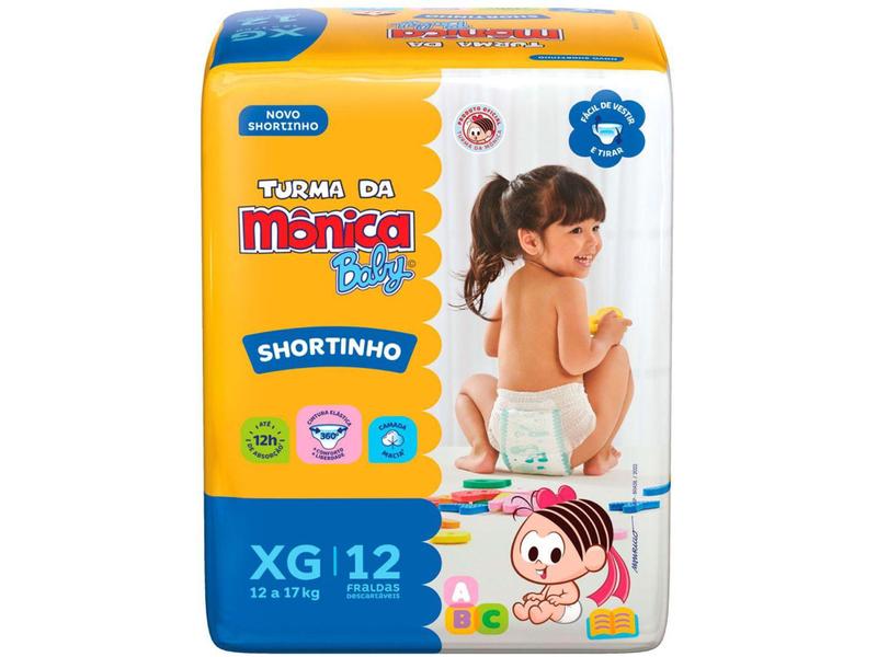 Imagem de Fralda Shortinho Turma da Monica Baby Tam. XG - 12 a 17kg 12 Unidades