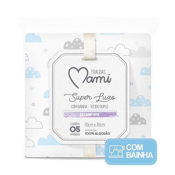 Imagem de Fralda Super Luxo Mami C/ Bainha Estampado para Bebê 70cm X 70cm Contém 05 Un