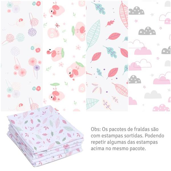 Imagem de Fralda Super Luxo Mami Tecido Duplo Com Bainha 5 Peças 70x70cm - Papi Textil