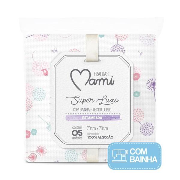 Fralda Super Luxo Mami Tecido Duplo Com Bainha 5 Peças 70x70cm - Papi Imagem de Fralda Super Luxo Mami Tecido Duplo Com Bainha 5 Peças 70x70cm - Papi