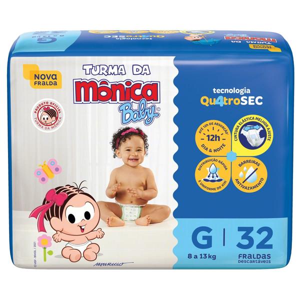 Fralda Turma da Mônica Baby Economica 6 Pacotes Tamanho G Com 32 Unidades Cada Imagem de Fralda Turma da Mônica Baby Economica 6 Pacotes Tamanho G Com 32 Unidades Cada