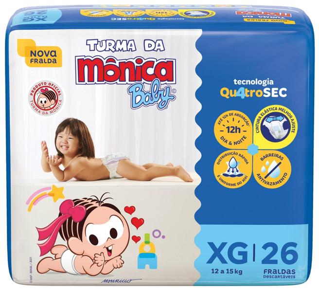 Fralda Turma da Mônica Baby Economica 6 Pacotes Tamanho XG Com 40 Unidades Cada Imagem de Fralda Turma da Mônica Baby Economica 6 Pacotes Tamanho XG Com 40 Unidades Cada