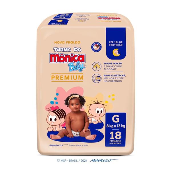 Imagem de Fralda Turma da Mônica Baby Premium Jumbo G com 18un