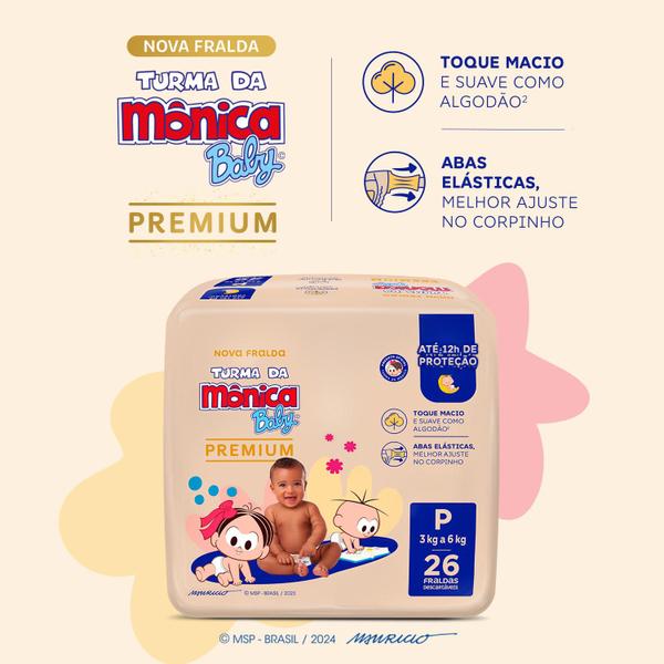 Imagem de Fralda Turma da Mônica Baby Premium Jumbo P com 26un