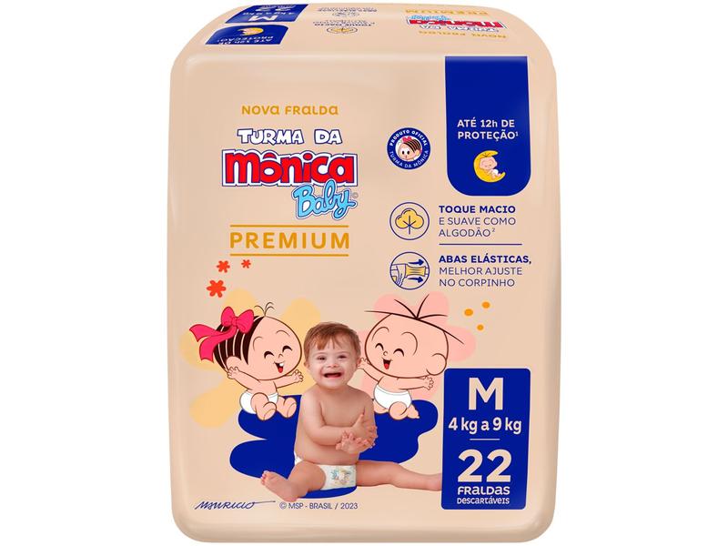 Fralda Turma da Mônica Baby Premium Jumbo Tam. M 4 a 9kg 22 Unidades Fralda Turma da Mônica Baby Premium Jumbo Tam. M 4 a 9kg 22 Unidades