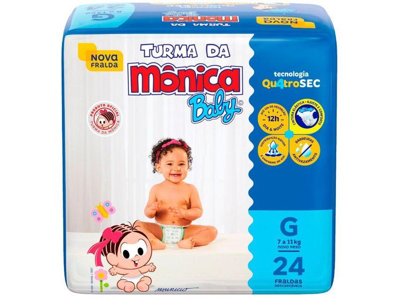 Imagem de Fralda Turma da Mônica Baby Tam. G 7 a 11kg - 24 Unidades