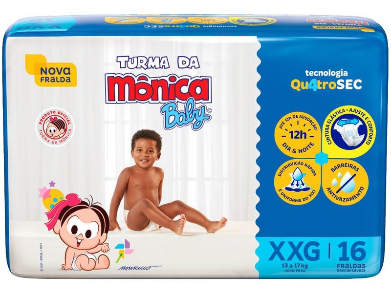 Fralda Turma da Mônica Baby Tam. XXG 13 a 17kg - 16 Unidades Fralda Turma da Mônica Baby Tam. XXG 13 a 17kg - 16 Unidades