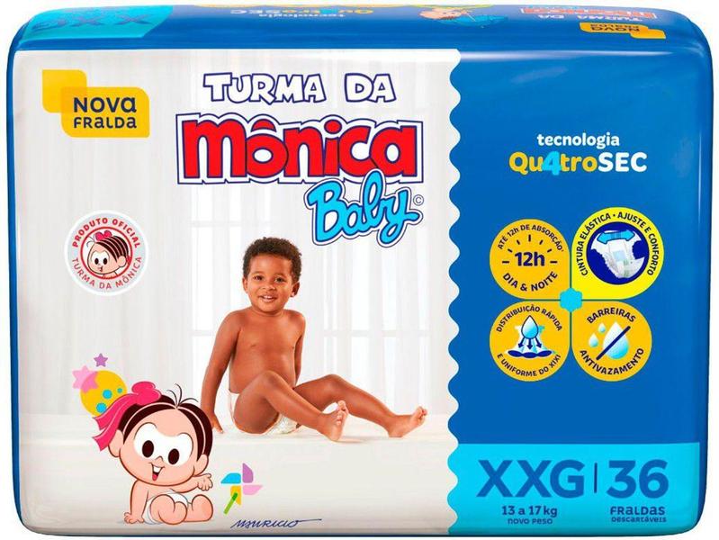 Imagem de Fralda Turma da Mônica Baby Tam. XXG - 13 a 17kg 36 Unidades