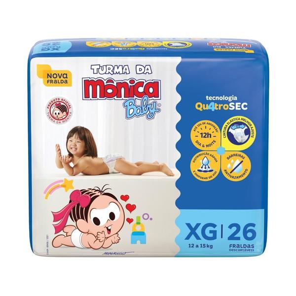 Imagem de Fralda Turma da Mônica Baby XG com 26 unidades - 9 a 13 kg