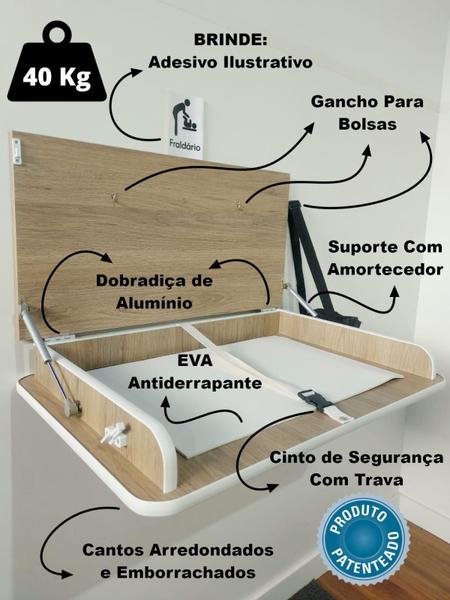 Imagem de Fraldário Trocador De Fraldas Amadeirado Berçário Escolas