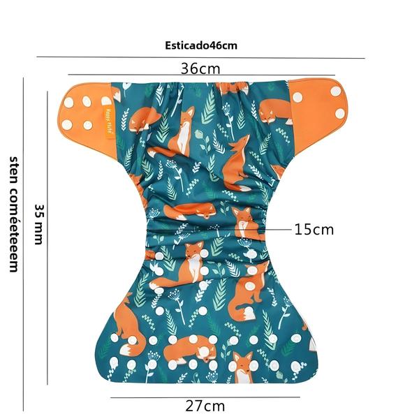 Imagem de Fraldas de Pano Ajustáveis Happyflute - Tamanho Único (8 Fraldas + 8 Inserções)