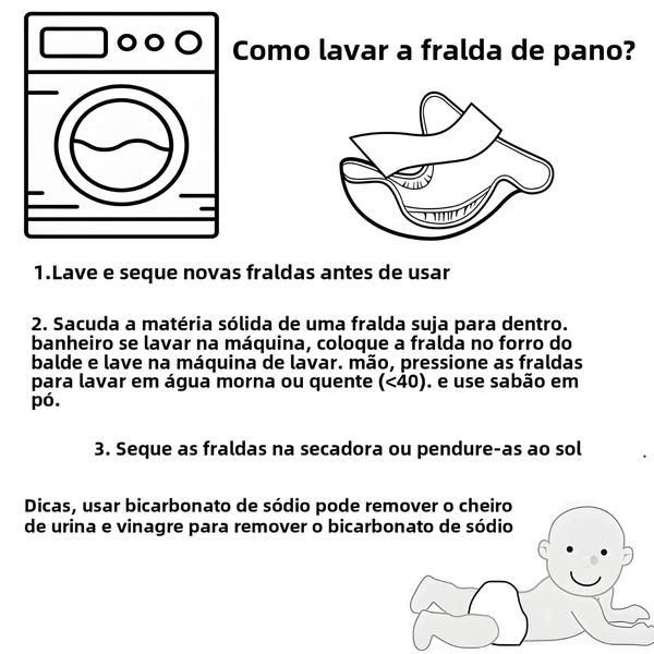 Imagem de Fraldas de Pano Ecológicas Happyflute - 4 Unidades - Reutilizáveis