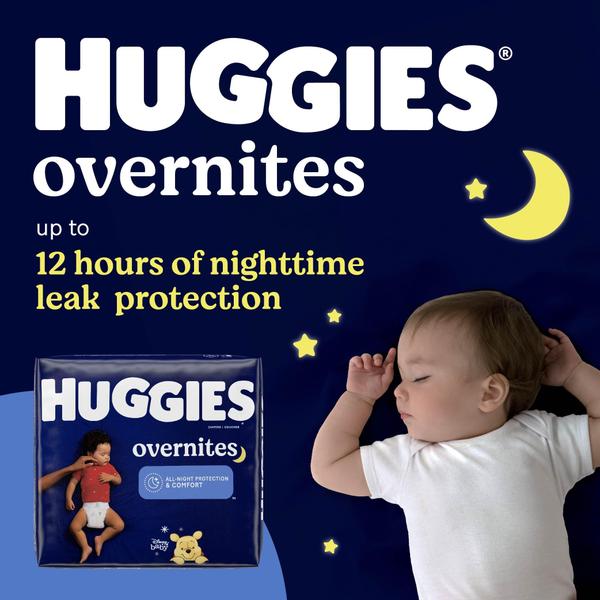 Imagem de Fraldas Huggies Overnites tamanho 3 para bebês de 16 a 28 libras 58 quilates